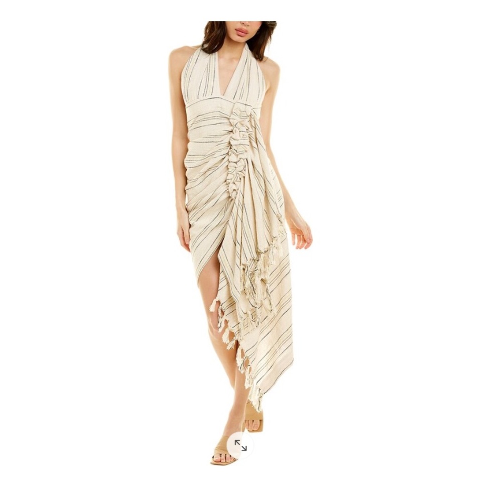 Just Bee Queen Tulum Ruched Linen High Low Dress